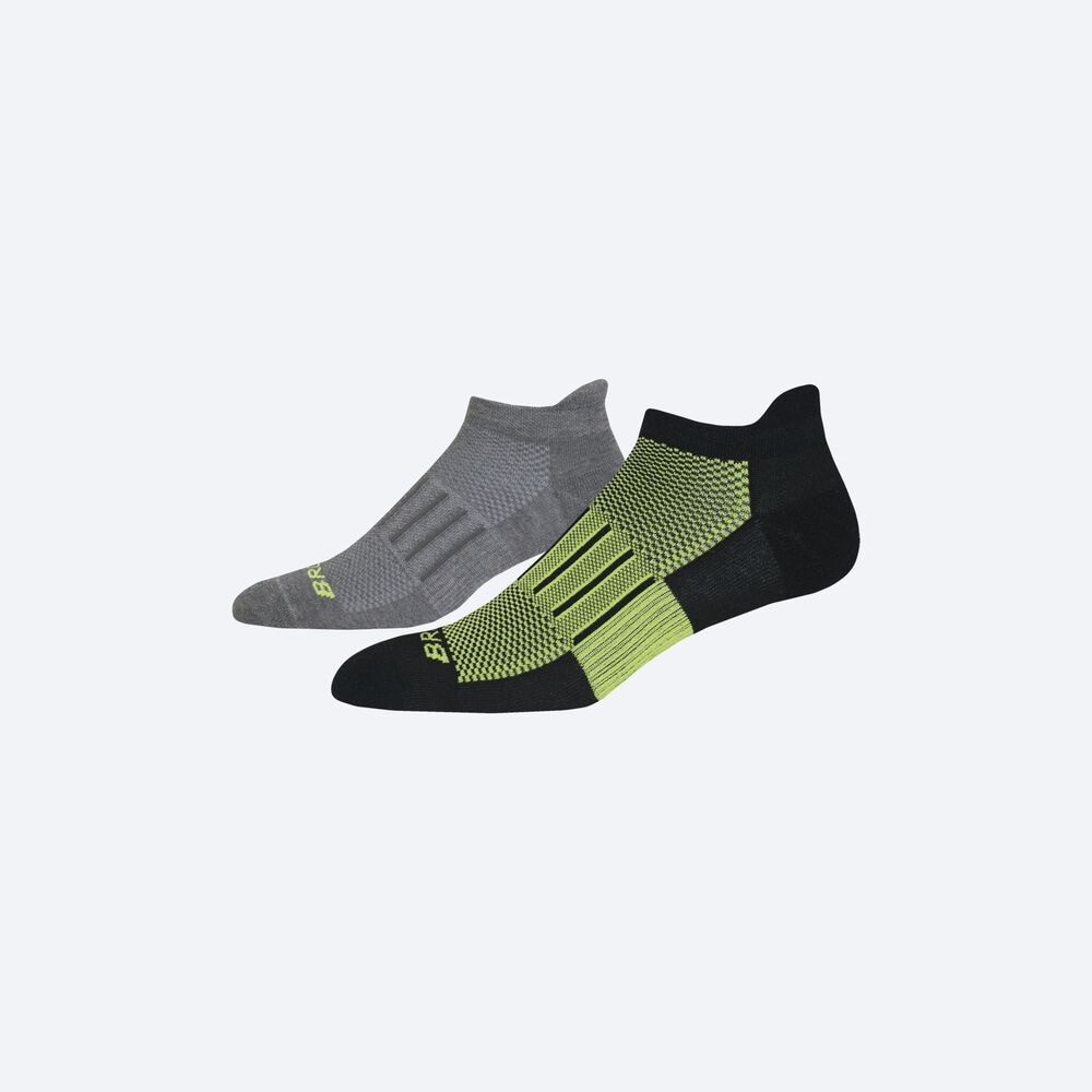 Calcetines Brooks Ghost Midweight 2-Pack Hombre Gris/Verde Claro | CR39067