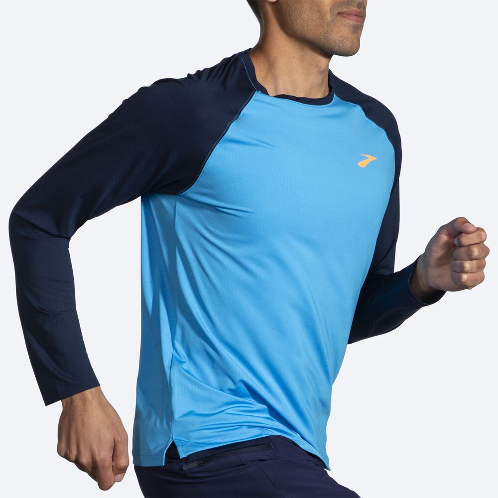 Camiseta Brooks Atmosphere Long Sleeve 2.0 Hombre Azules/Azul Marino | CR54102