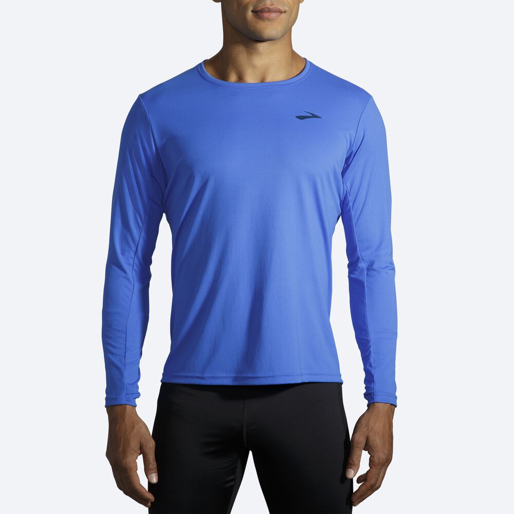 Camiseta Brooks Atmosphere Long Sleeve Hombre Azules | CR91054