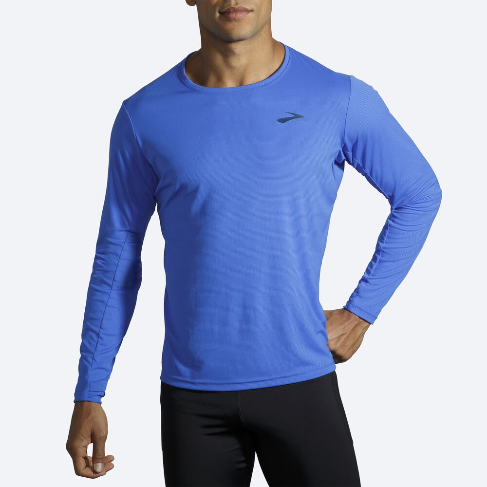 Camiseta Brooks Atmosphere Long Sleeve Hombre Azules | CR91054