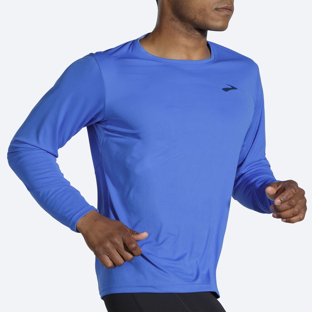 Camiseta Brooks Atmosphere Long Sleeve Hombre Azules | CR91054