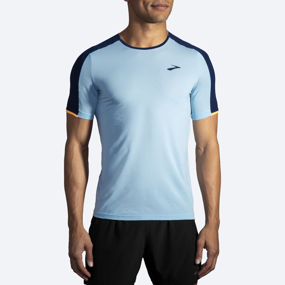 Camiseta Brooks Atmosphere Short Sleeve Hombre Azul Marino/Naranjas | CR50783