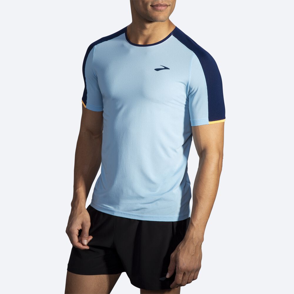 Camiseta Brooks Atmosphere Short Sleeve Hombre Azul Marino/Naranjas | CR50783