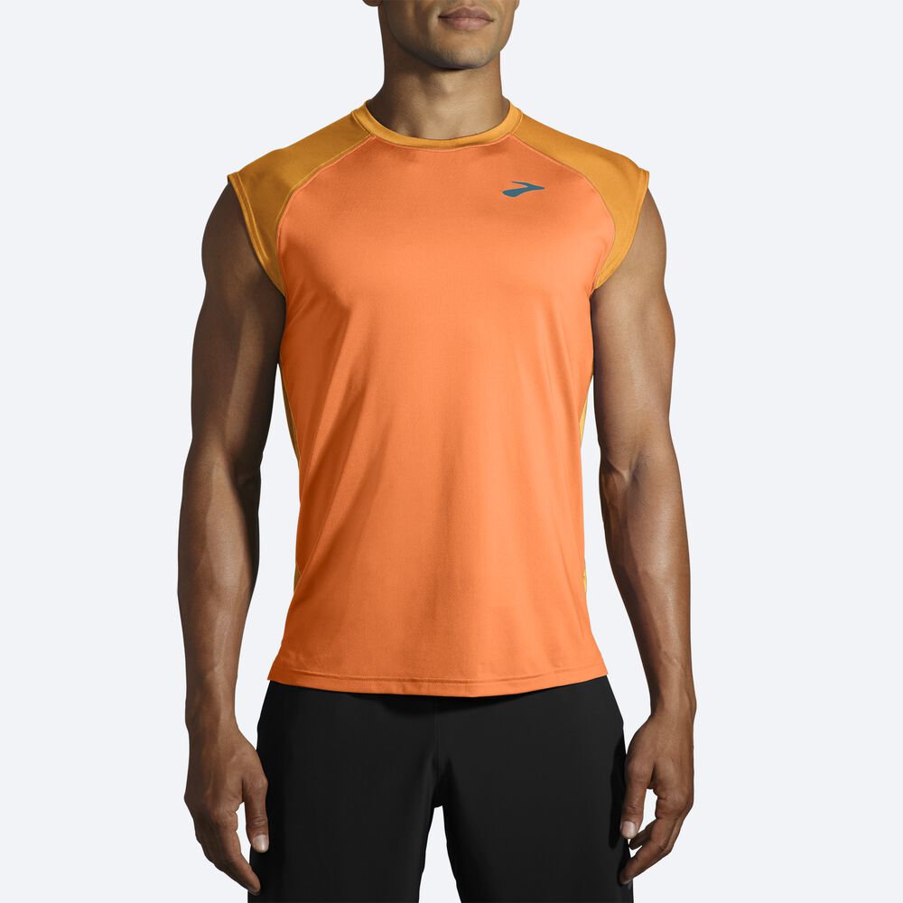 Camiseta Brooks Atmosphere Sleeveless 2.0 Hombre Doradas/Naranjas | CR29710