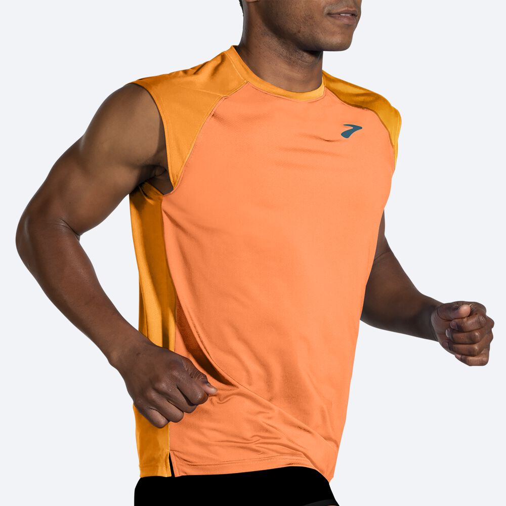 Camiseta Brooks Atmosphere Sleeveless 2.0 Hombre Doradas/Naranjas | CR29710