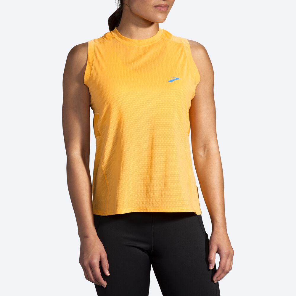 Camiseta Brooks Atmosphere Sleeveless Mujer Amarillo | CR63047