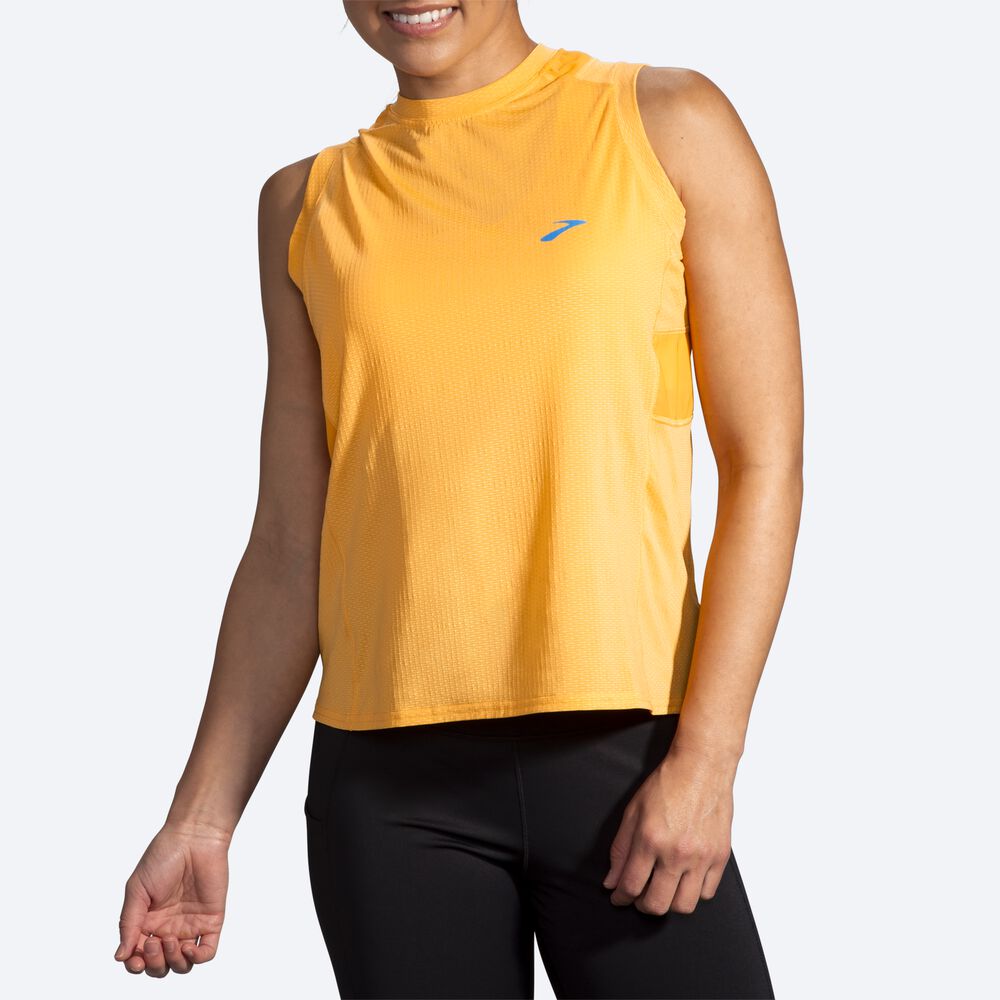 Camiseta Brooks Atmosphere Sleeveless Mujer Amarillo | CR63047