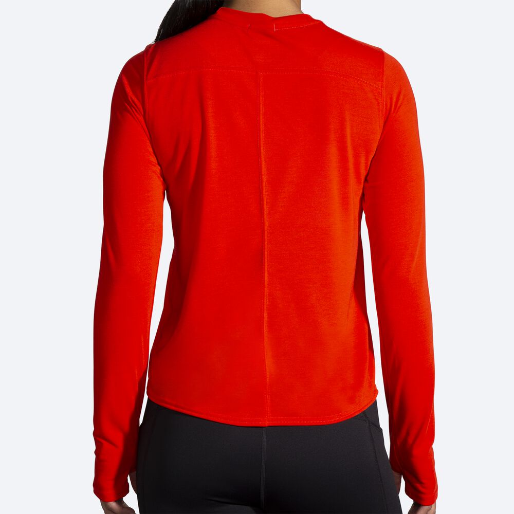 Camiseta Brooks Distance Estampadas Long Sleeve Mujer Rojas | CR16378