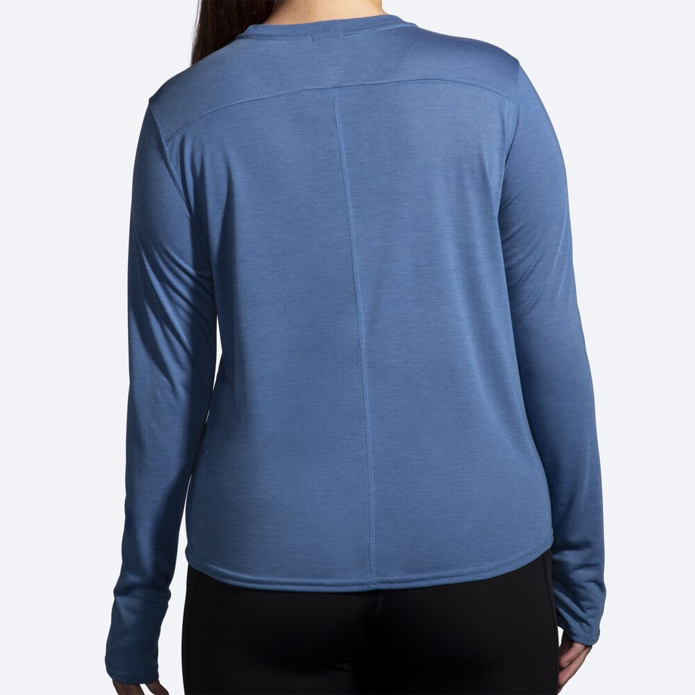 Camiseta Brooks Distance Estampadas Long Sleeve Mujer Azules Gris | CR49728