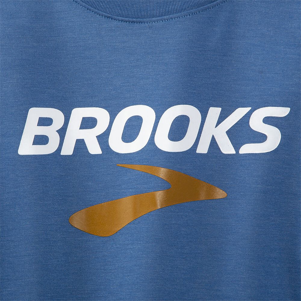 Camiseta Brooks Distance Estampadas Long Sleeve Mujer Azules Gris | CR49728