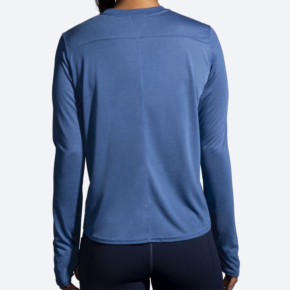 Camiseta Brooks Distance Estampadas Long Sleeve Mujer Azules Gris | CR64052