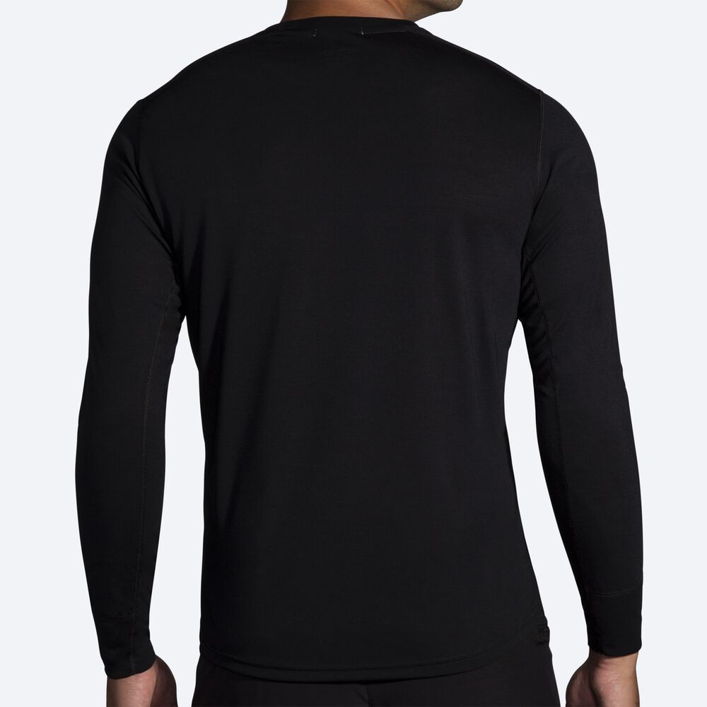 Camiseta Brooks Distance Estampadas Long Sleeve Hombre Negras/Rayadas | CR87609