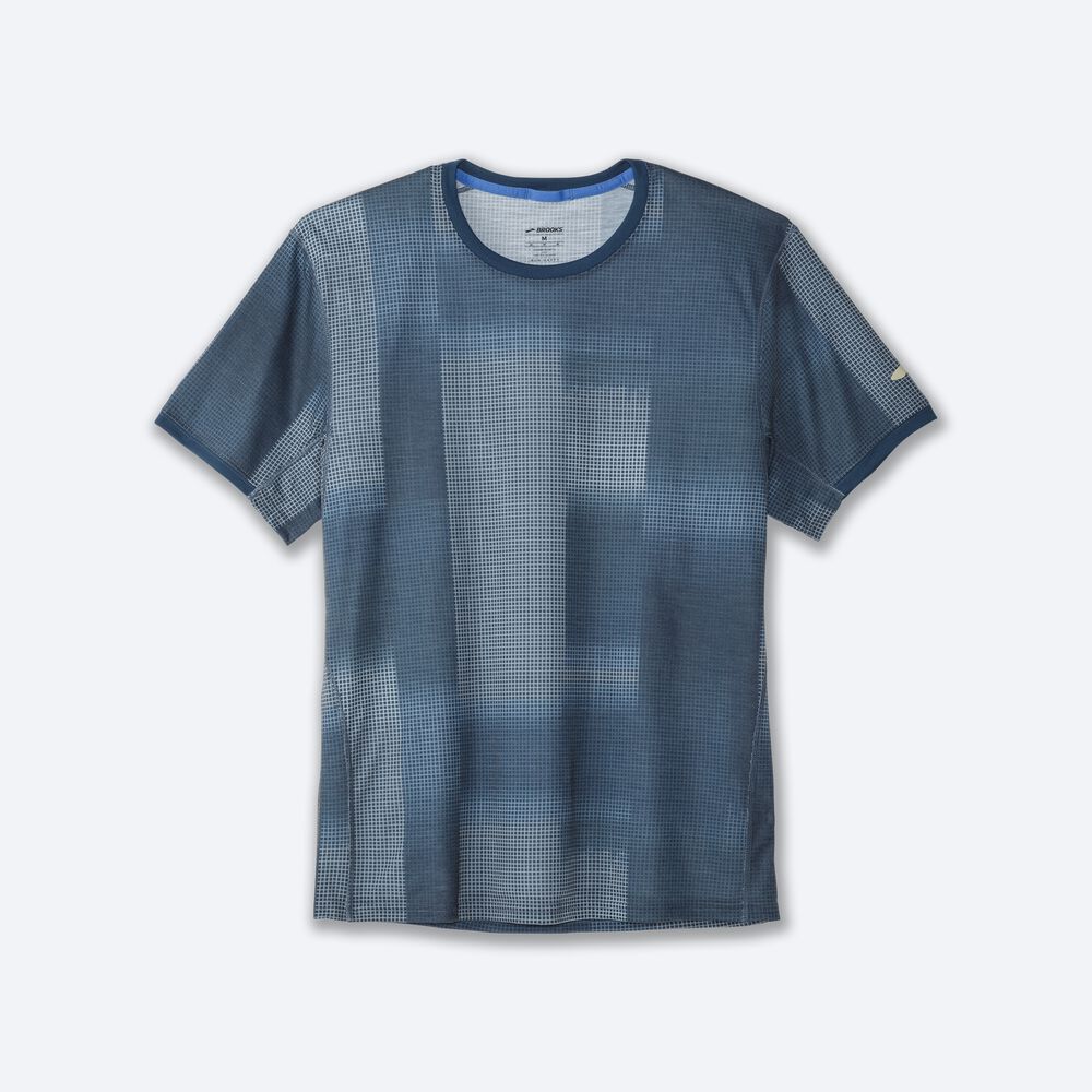 Camiseta Brooks Distance Estampadas Short Sleeve Hombre Indigo | CR12486