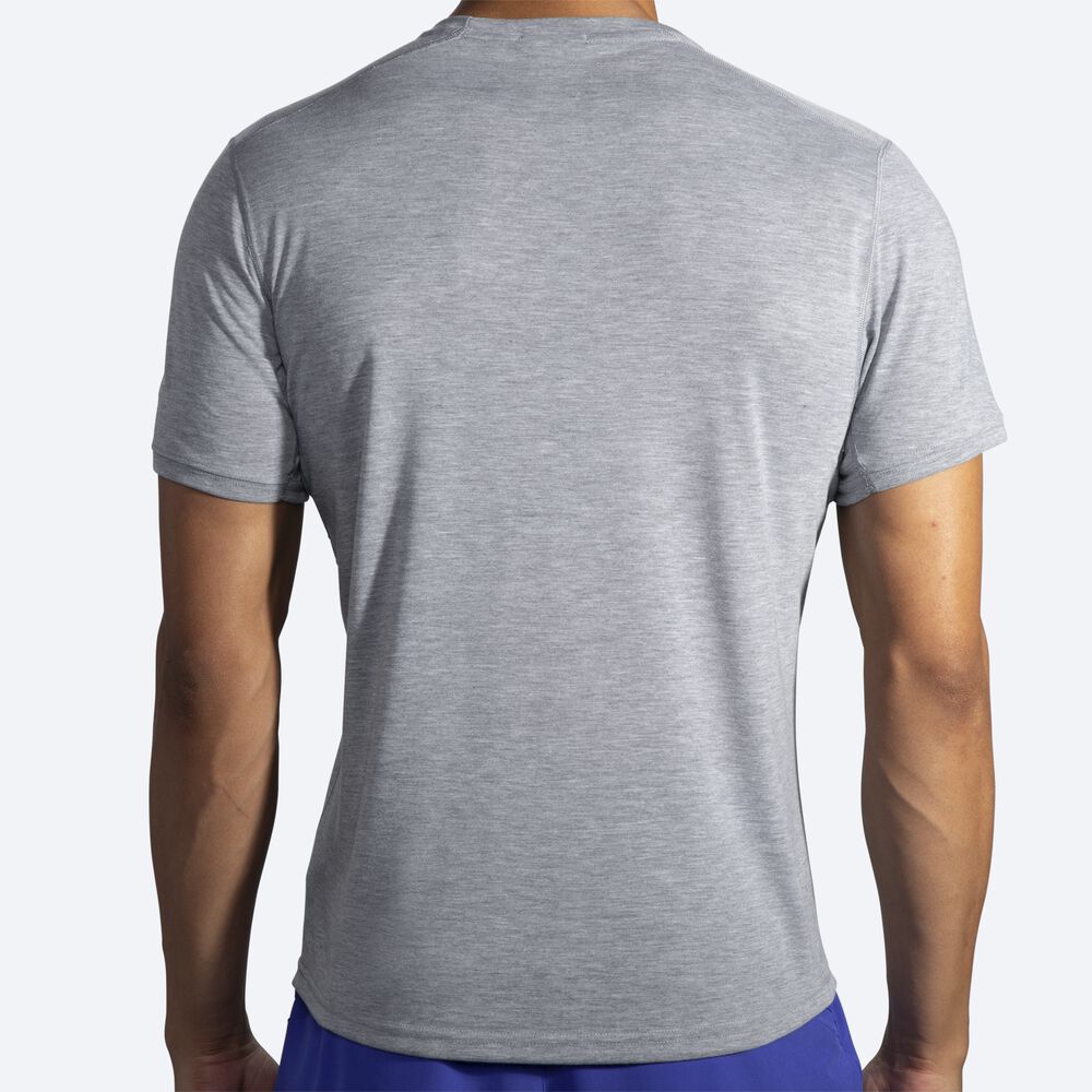 Camiseta Brooks Distance Estampadas Short Sleeve Hombre Gris/Rayadas | CR13780