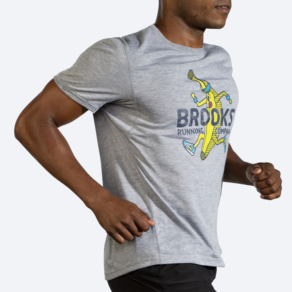 Camiseta Brooks Distance Estampadas Short Sleeve Hombre Gris | CR14532