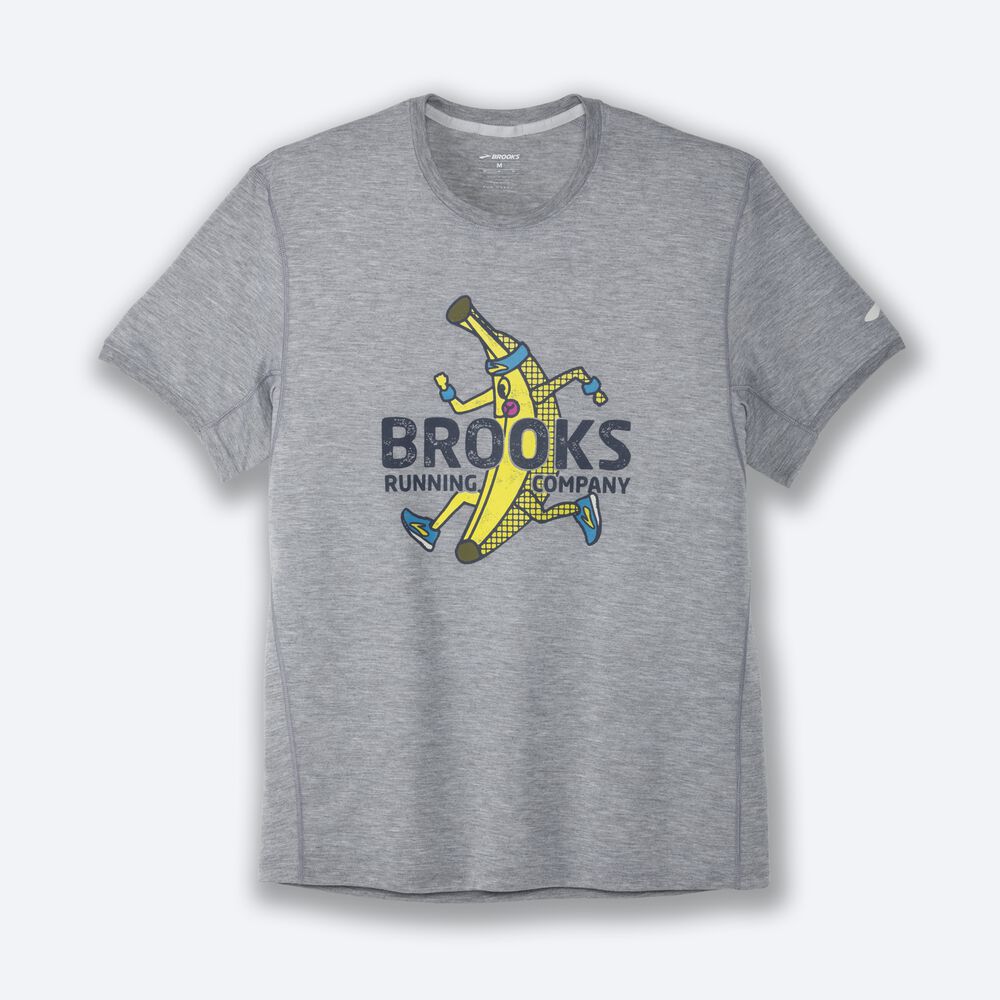 Camiseta Brooks Distance Estampadas Short Sleeve Hombre Gris | CR14532