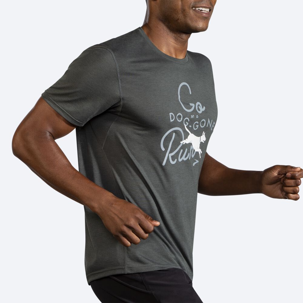 Camiseta Brooks Distance Estampadas Short Sleeve Hombre Oscuro | CR16840