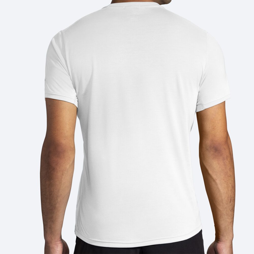 Camiseta Brooks Distance Estampadas Short Sleeve Hombre Blancas | CR19278