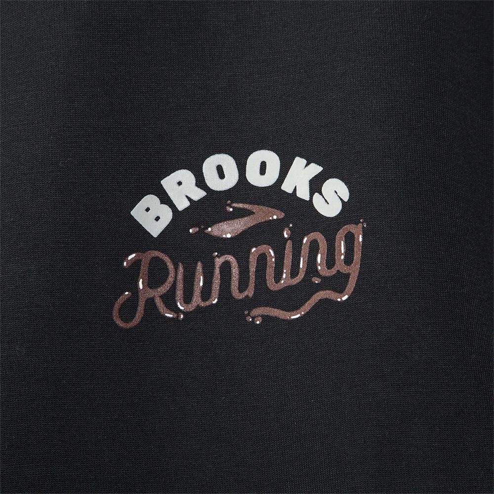 Camiseta Brooks Distance Estampadas Short Sleeve Hombre Negras | CR26390