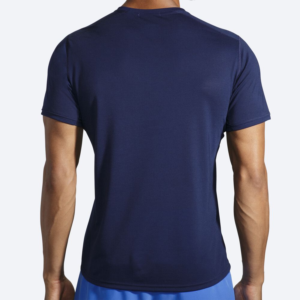 Camiseta Brooks Distance Estampadas Short Sleeve Hombre Azul Marino/Azules | CR26891