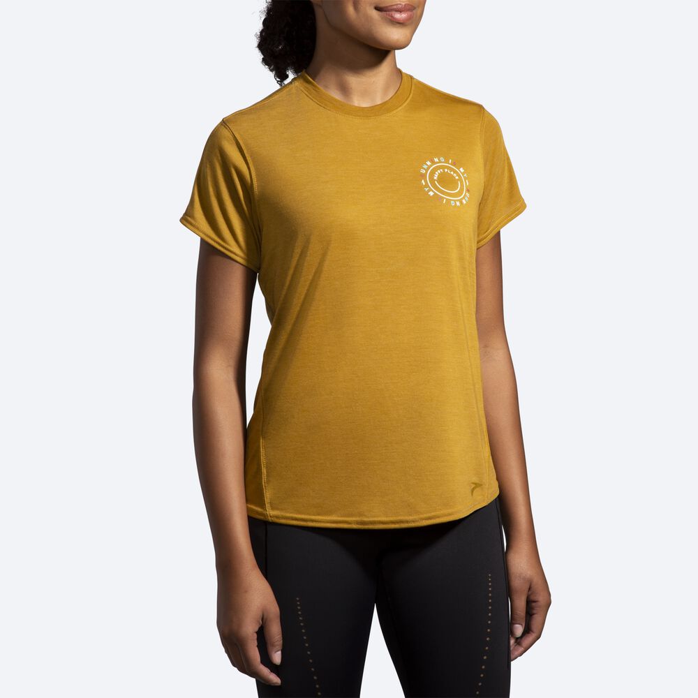 Camiseta Brooks Distance Estampadas Short Sleeve Mujer Verde Oliva | CR39871