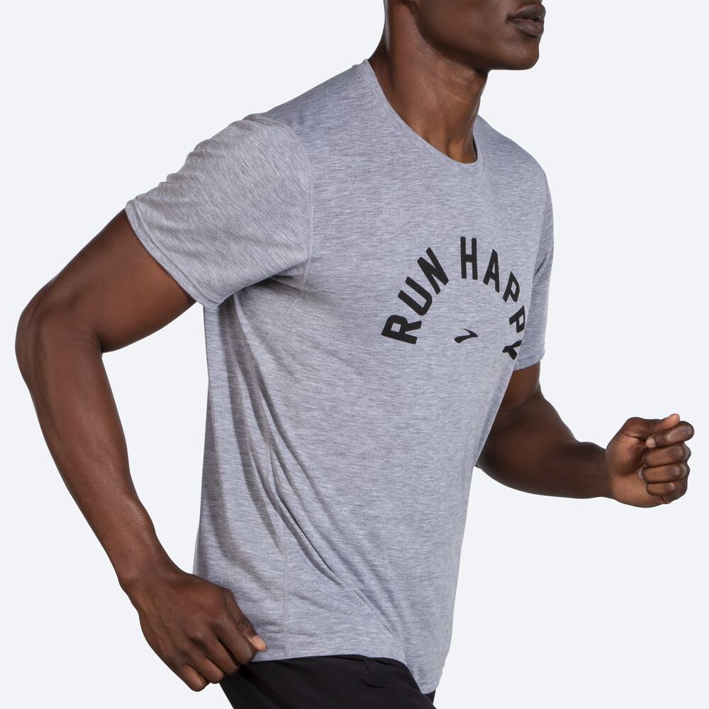 Camiseta Brooks Distance Estampadas Short Sleeve Hombre Gris | CR41397