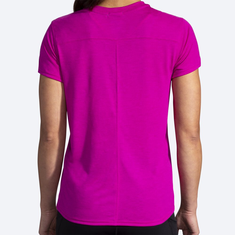 Camiseta Brooks Distance Estampadas Short Sleeve Mujer Rosas | CR58319