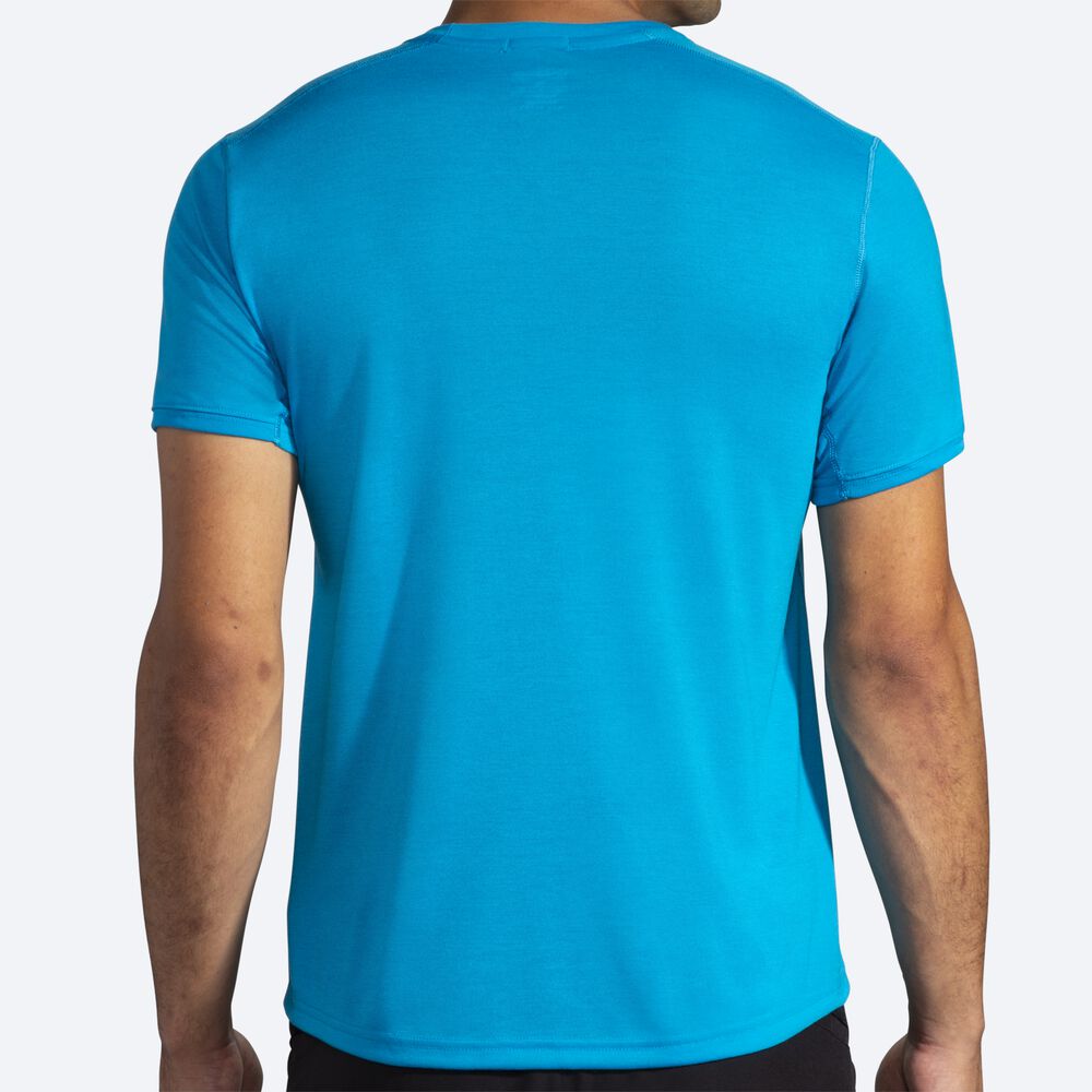 Camiseta Brooks Distance Estampadas Short Sleeve Hombre Azules | CR70184