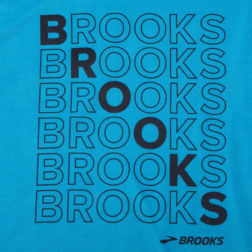 Camiseta Brooks Distance Estampadas Short Sleeve Hombre Azules | CR70184