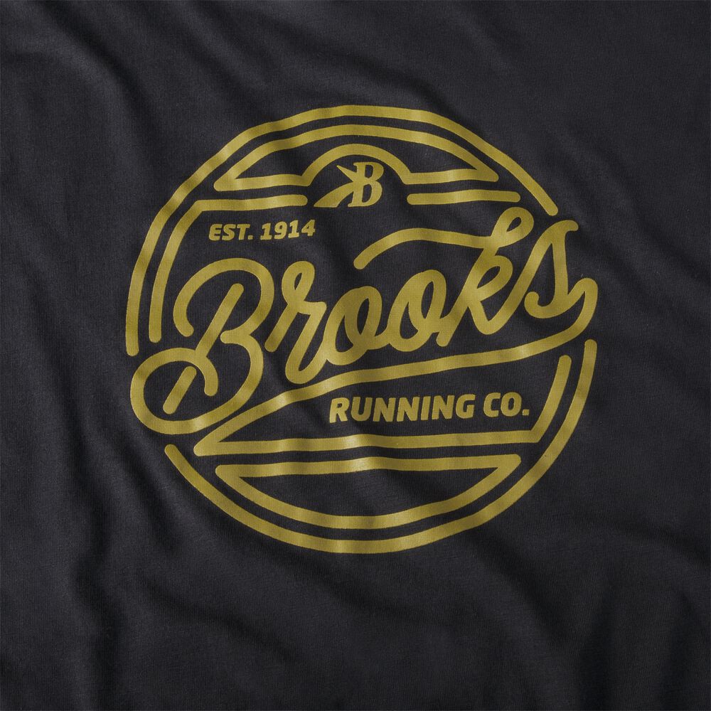 Camiseta Brooks Distance Estampadas Short Sleeve Hombre Negras/Doradas | CR75108