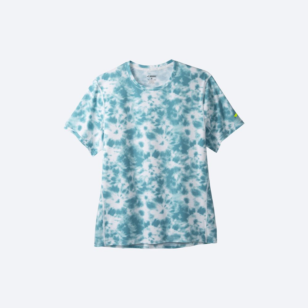 Camiseta Brooks Distance Estampadas Short Sleeve Hombre Azules | CR84195