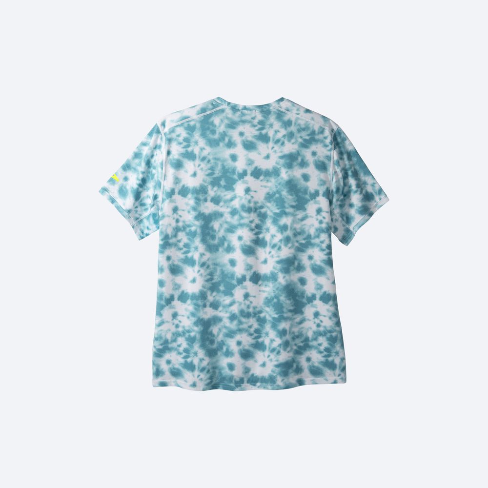 Camiseta Brooks Distance Estampadas Short Sleeve Hombre Azules | CR84195