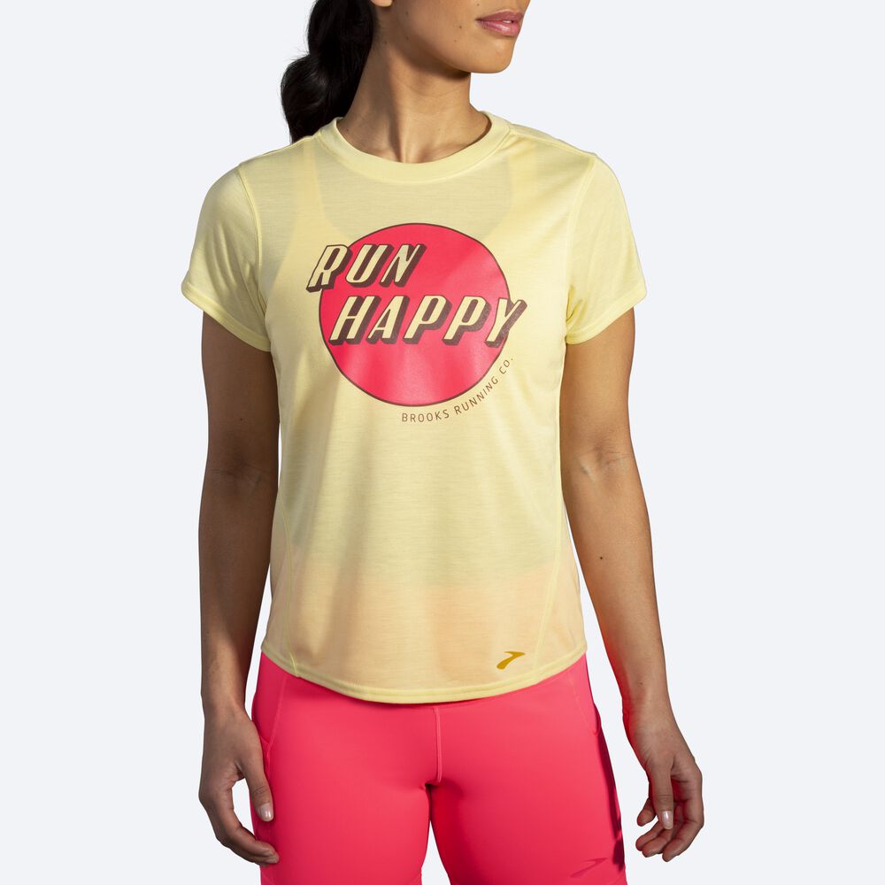 Camiseta Brooks Distance Estampadas Short Sleeve Mujer Naranjas | CR89061