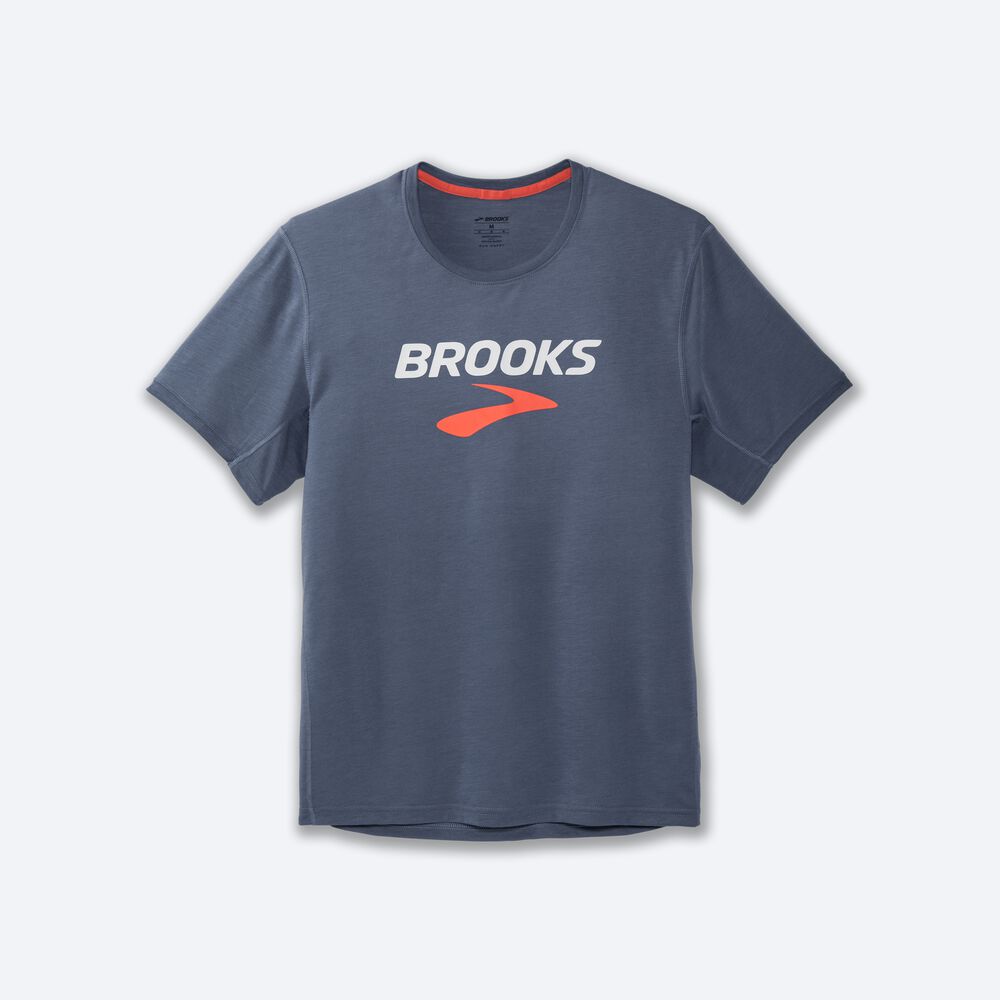 Camiseta Brooks Distance Estampadas Short Sleeve Hombre Gris | CR98427