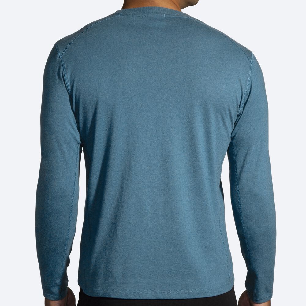 Camiseta Brooks Distance Long Sleeve 2.0 Hombre Azules/Rayadas | CR26458