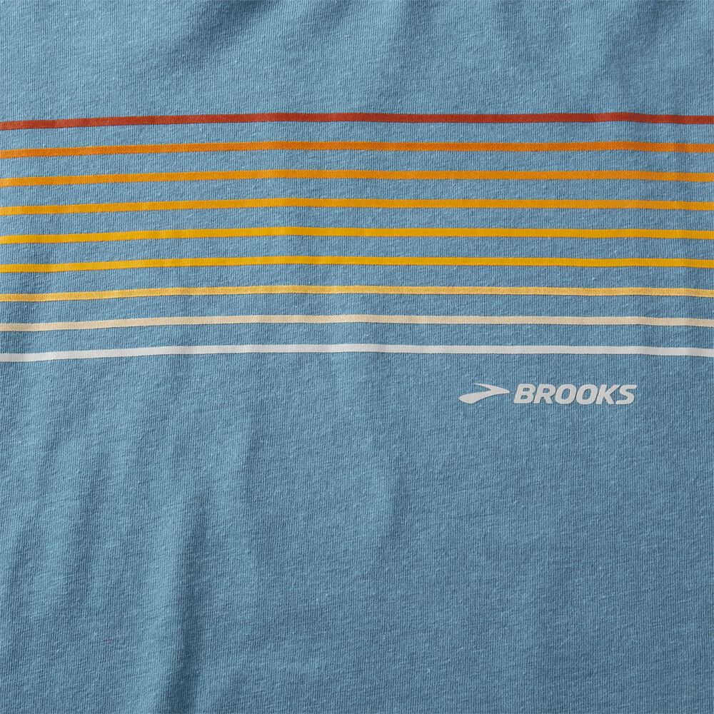 Camiseta Brooks Distance Long Sleeve 2.0 Hombre Azules/Rayadas | CR26458