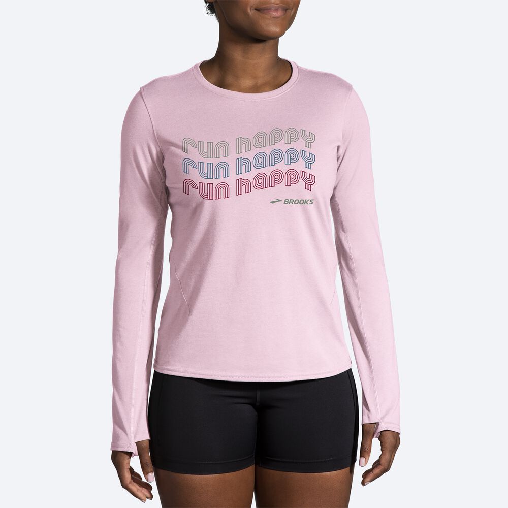 Camiseta Brooks Distance Long Sleeve 2.0 Mujer Rosas | CR57312