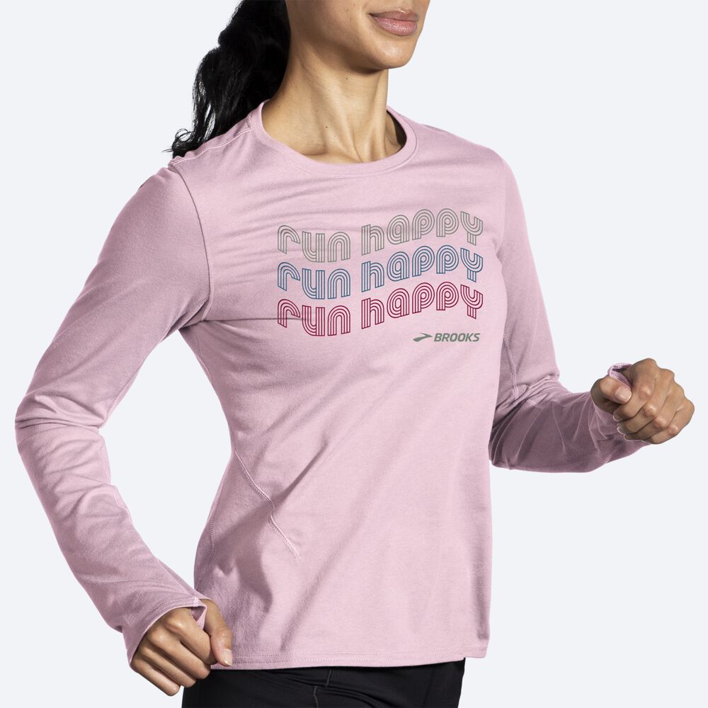 Camiseta Brooks Distance Long Sleeve 2.0 Mujer Rosas | CR57312