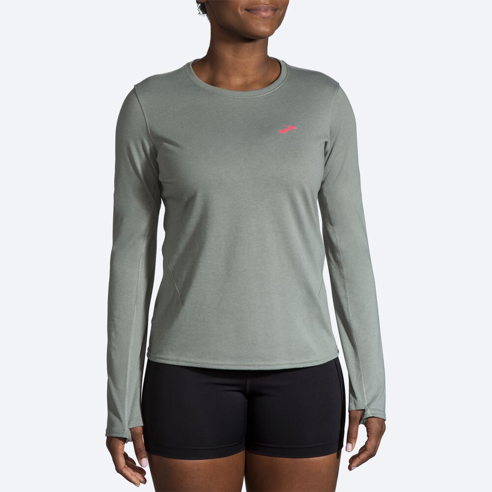 Camiseta Brooks Distance Long Sleeve 2.0 Mujer Verde | CR76295