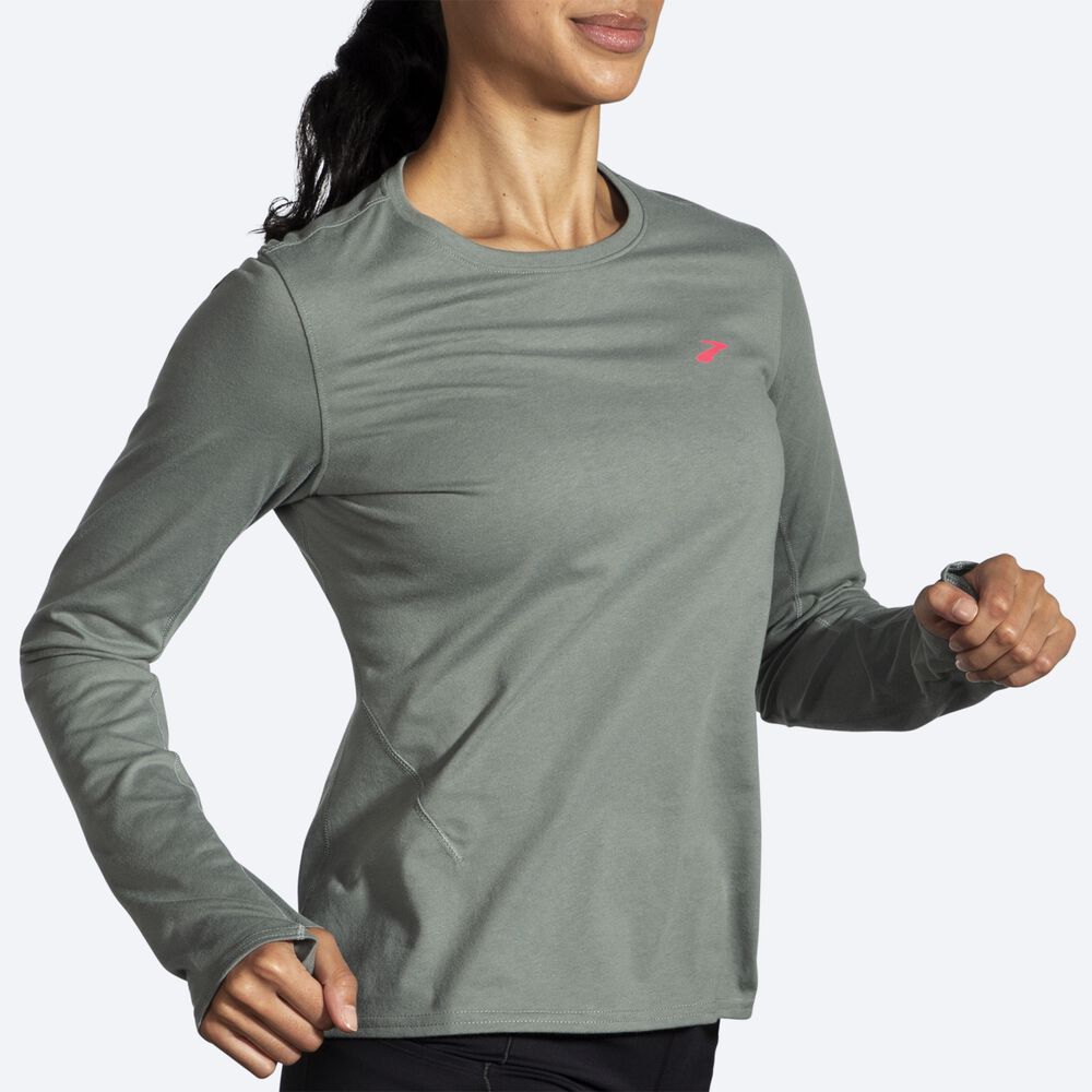 Camiseta Brooks Distance Long Sleeve 2.0 Mujer Verde | CR76295