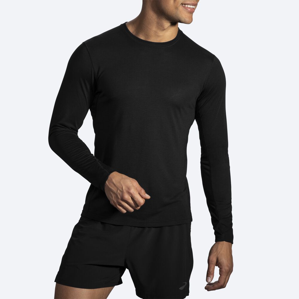 Camiseta Brooks Distance Long Sleeve Hombre Negras | CR07954