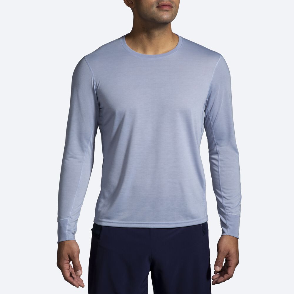 Camiseta Brooks Distance Long Sleeve Hombre Azules | CR46193