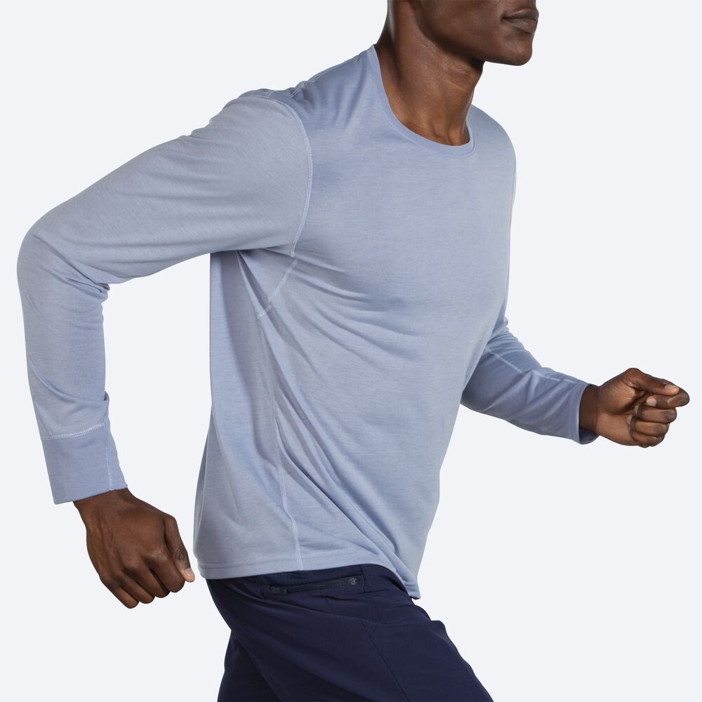 Camiseta Brooks Distance Long Sleeve Hombre Azules | CR46193