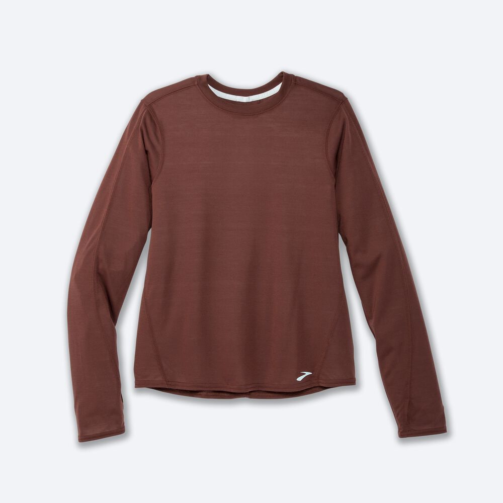 Camiseta Brooks Distance Long Sleeve Mujer Chocolate | CR32497