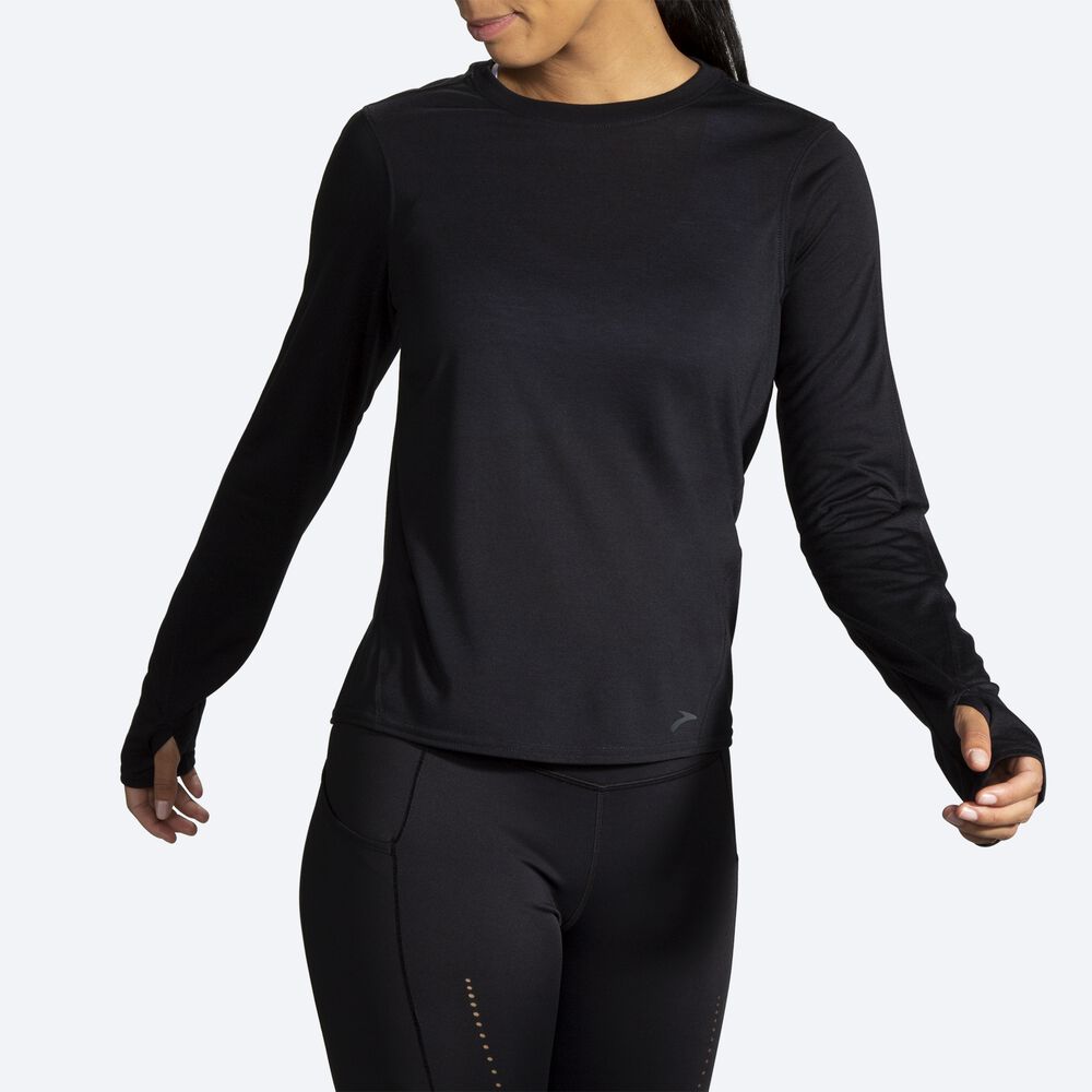 Camiseta Brooks Distance Long Sleeve Mujer Negras | CR82697