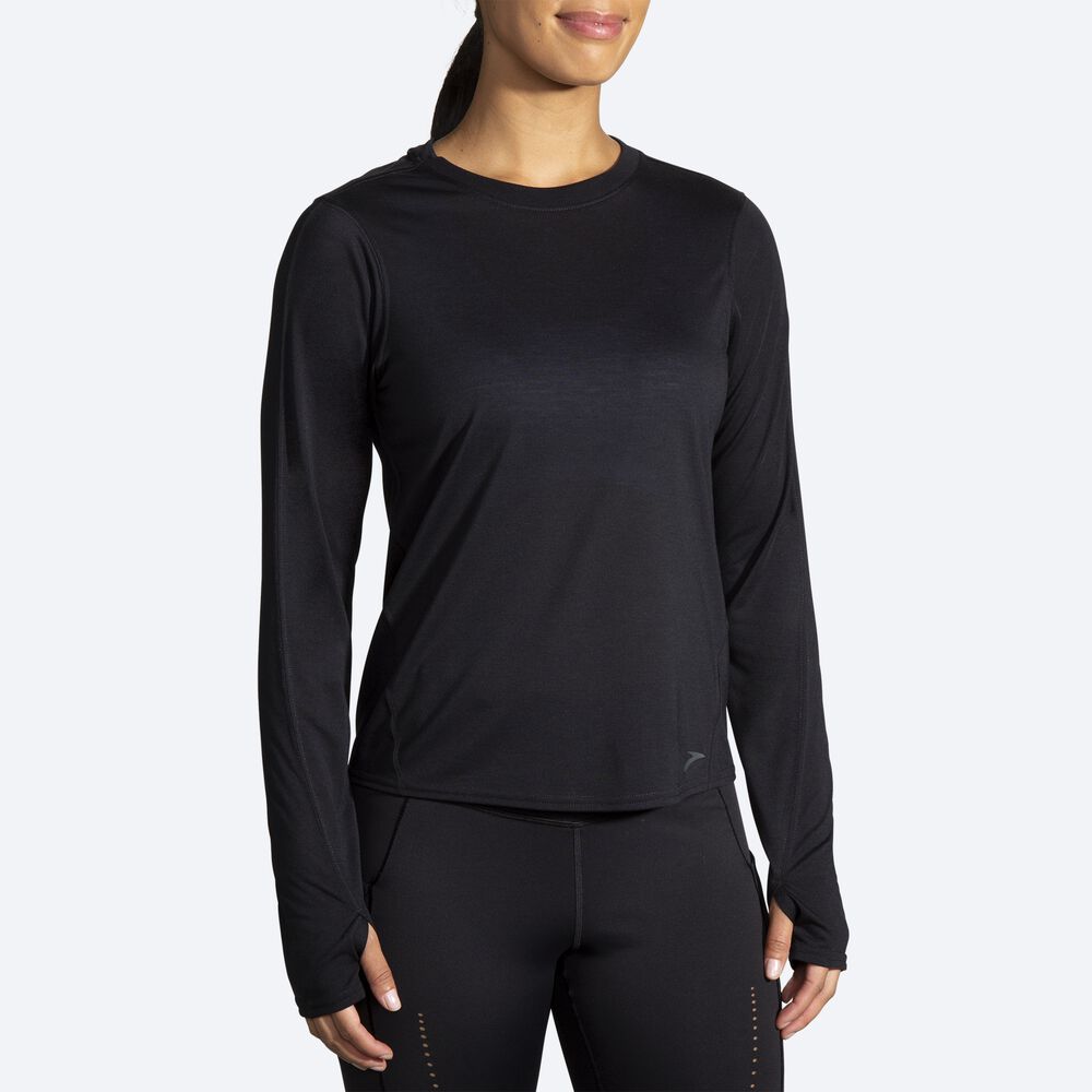 Camiseta Brooks Distance Long Sleeve Mujer Negras | CR82697