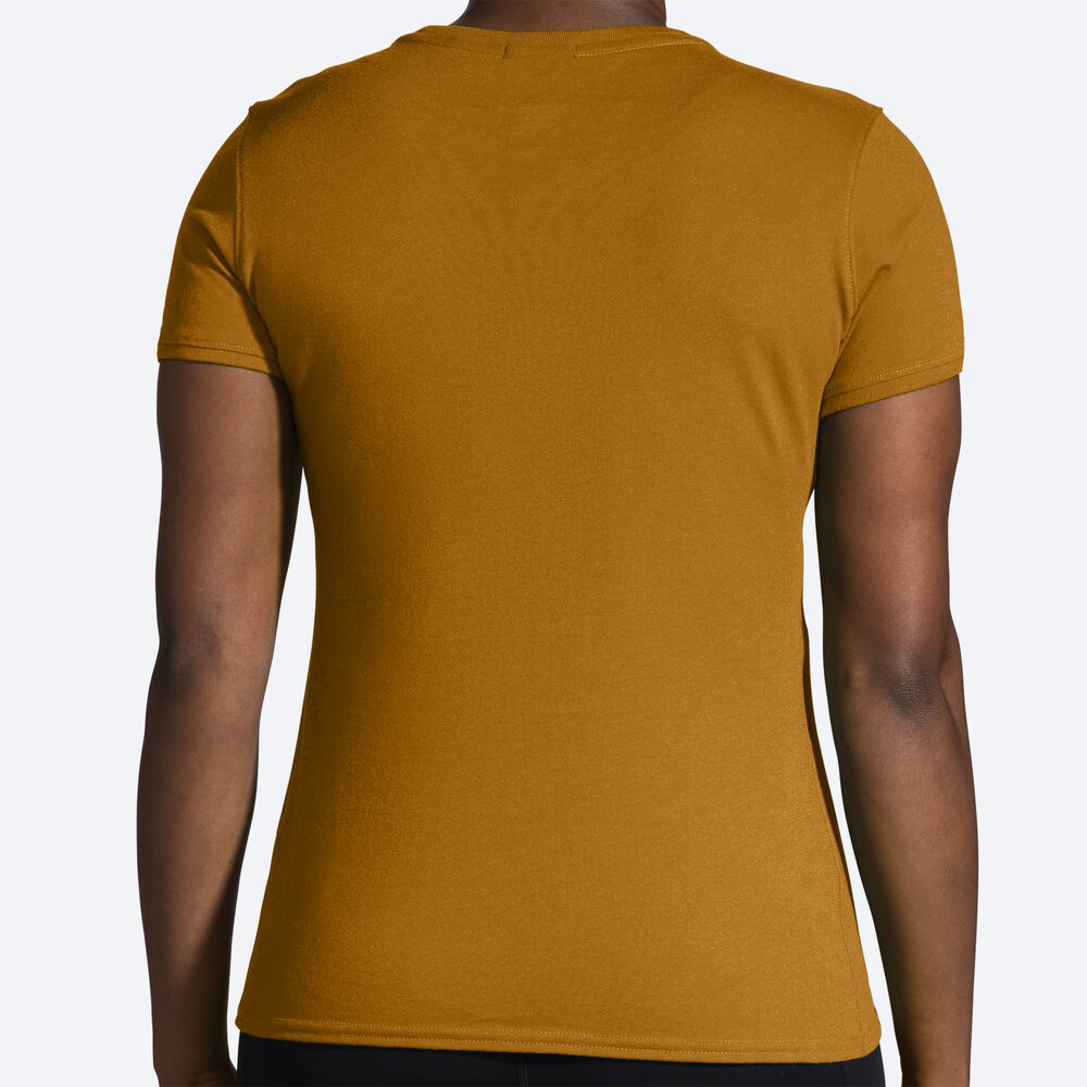 Camiseta Brooks Distance Short Sleeve 2.0 Mujer Amarillo/Azules | CR13468