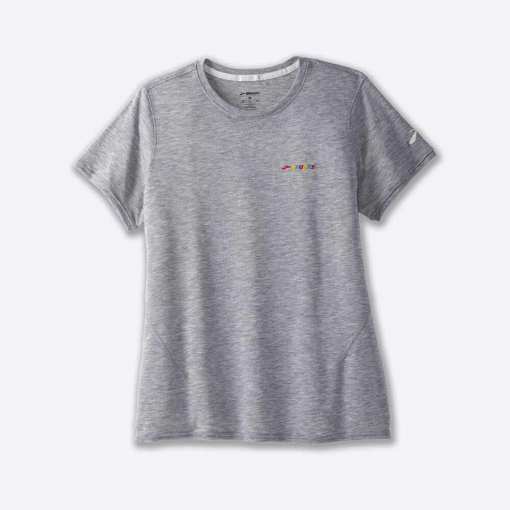 Camiseta Brooks Distance Short Sleeve 2.0 Mujer Gris/Multicolor | CR17605