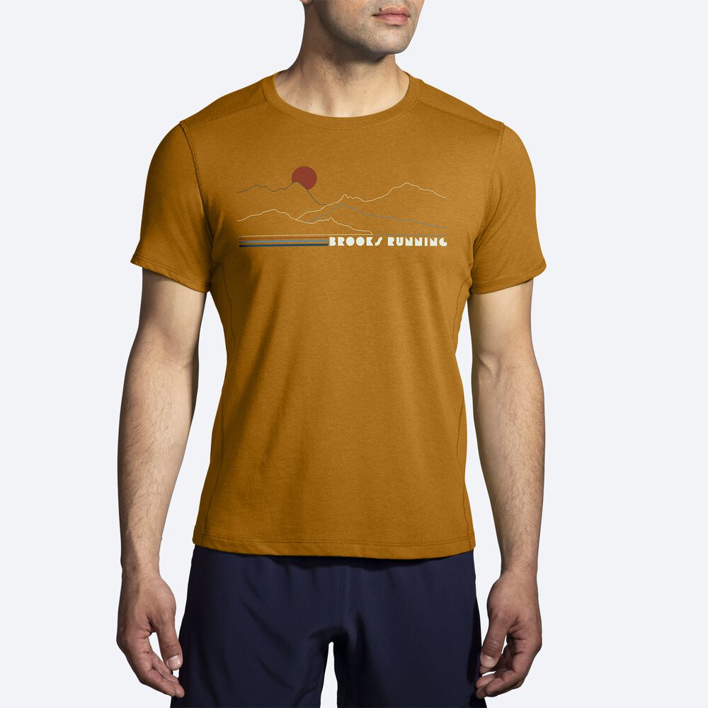 Camiseta Brooks Distance Short Sleeve 2.0 Hombre Amarillo | CR35264