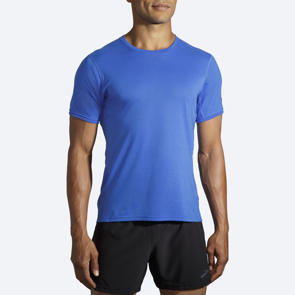 Camiseta Brooks Distance Short Sleeve Hombre Azules | CR07812